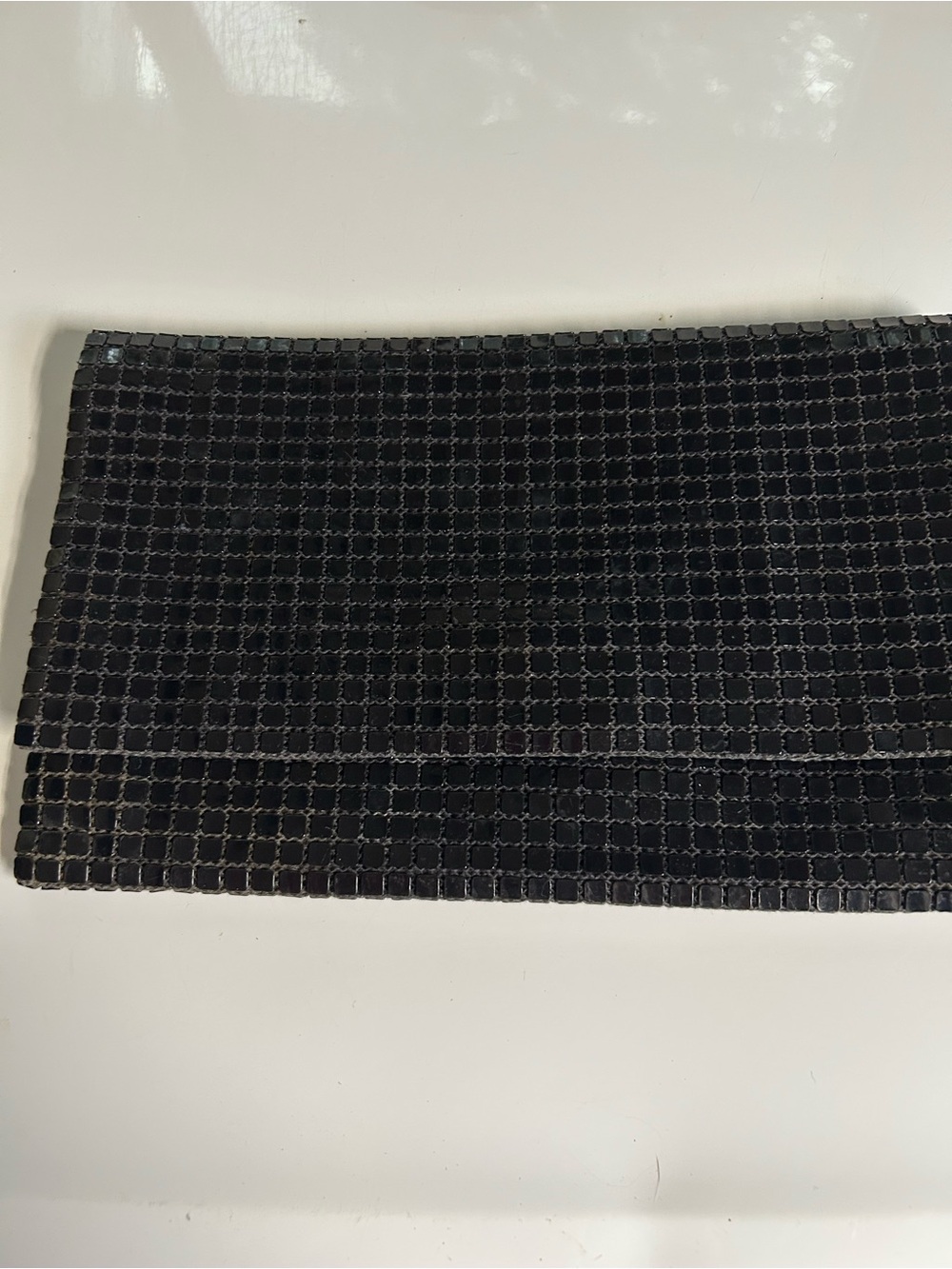 Vintage Y2K Black Square Sequin Envelope Clutch Evening Bag 2000s